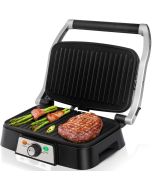 Contactgrill - Tosti Apparaat - Tosti Ijzer - Aigi Hitty - Cool Touch - RVS - Zwart/Zilver