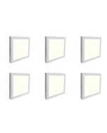 LED Downlight 6 Pack - Opbouw Vierkant 18W - Natuurlijk Wit 4200K - Mat Wit Aluminium - 225mm