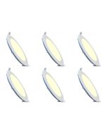 LED Downlight Slim 6 Pack - Inbouw Rond 3W - Dimbaar - Warm Wit 3000K - Mat Wit Aluminium - Ø90mm