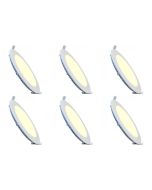 LED Downlight Slim 6 Pack - Inbouw Rond 6W - Dimbaar - Warm Wit 2700K - Mat Wit Aluminium - Ø120mm