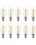 LED Lamp 10 Pack - Kaarslamp - Filament - E14 Fitting - 6W Dimbaar - Warm Wit 2700K