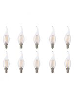 LED Lamp 10 Pack - Kaarslamp - Filament Flame - E14 Fitting - 4W - Natuurlijk Wit 4200K