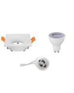 LED Spot Set - GU10 Fitting - Dimbaar - Inbouw Vierkant - Mat Wit - 6W - Warm Wit 3000K - 85mm