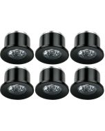 LED Veranda Spot Verlichting 6 Pack - 1W - Warm Wit 3000K - Inbouw - Dimbaar - Rond - Mat Zwart - Aluminium - Ø31mm