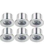 LED Veranda Spot Verlichting 6 Pack - 1W - Warm Wit 3000K - Inbouw - Rond - Mat Zilver - Aluminium - Ø31mm