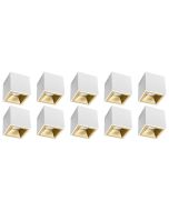 Opbouwspot 10 Pack - Pragmi Cliron Pro - GU10 Fitting - Opbouw Vierkant - Mat Wit/Goud - Aluminium - Verdiept - Ø90mm