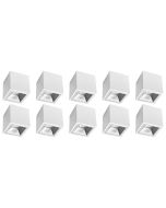 Opbouwspot 10 Pack - Pragmi Cliron Pro - GU10 Fitting - Opbouw Vierkant - Mat Wit/Zilver - Aluminium - Verdiept - Ø90mm