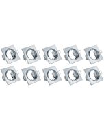 Spot Armatuur 10 Pack - Trion - GU10 Fitting - Inbouw Vierkant - Glans Chroom Aluminium - Kantelbaar 80mm