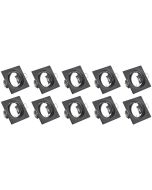 Spot Armatuur 10 Pack - GU10 Fitting - Inbouw Vierkant - Mat Zwart Aluminium - Kantelbaar 80mm