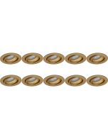 Spot Armatuur 10 Pack - Pragmi Delton Pro - GU10 Fitting - Inbouw Rond - Mat Goud - Aluminium - Kantelbaar - Ø82mm