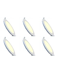 LED Downlight Slim 6 Pack - Inbouw Rond 3W - Dimbaar - Warm Wit 3000K - Mat Wit Aluminium - Ø90mm