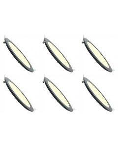 LED Downlight Slim 6 Pack - Inbouw Rond 3W - Dimbaar - Warm Wit 3000K - Mat Zwart Aluminium - Ø90mm