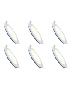 LED Downlight Slim 6 Pack - Inbouw Rond 6W - Dimbaar - Natuurlijk Wit 4200K - Mat Wit Aluminium - Ø120mm