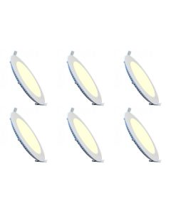 LED Downlight Slim 6 Pack - Inbouw Rond 6W - Dimbaar - Warm Wit 2700K - Mat Wit Aluminium - Ø120mm