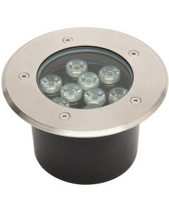 LED Grondspot - Aruz - Inbouw Rond - 9W - Waterdicht IP67 - Natuurlijk Wit 4000K - Rond - Mat Chroom - RVS