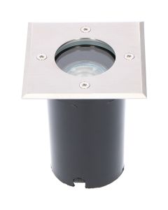 LED Grondspot - Viron Mia - Inbouw - Vierkant - GU10 Fitting - Waterdicht IP65 - Grijs - RVS - Ø110mm