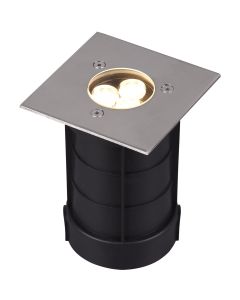 LED Grondspot - Trion Baliyi - Inbouw Vierkant - 3W - Waterdicht IP65 - Warm Wit 3000K - Mat Nikkel - RVS