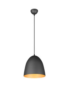 LED Hanglamp - Hangverlichting - Trion Lopez - E27 Fitting - 1-lichts - Rond - Mat Zwart/Goud - Aluminium