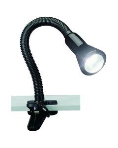 LED Klemlamp - Trion Fexy - E14 Fitting - Glans Zwart - Kunststof