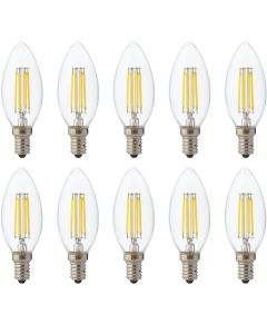 LED Lamp 10 Pack - Kaarslamp - Filament - E14 Fitting - 4W Dimbaar - Warm Wit 2700K