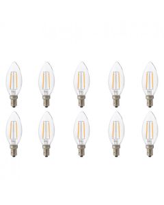 LED Lamp 10 Pack - Kaarslamp - Filament - E14 Fitting - 4W - Warm Wit 2700K