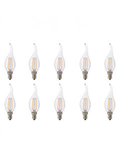 LED Lamp 10 Pack - Kaarslamp - Filament Flame - E14 Fitting - 4W - Warm Wit 2700K