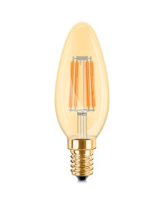 LED Lamp E14 Kaars Filament - Brinton - Amber 4W 360lm - 822 Zeer Warm Wit 2200K - C35 - Dimbaar | Vervangt 32W