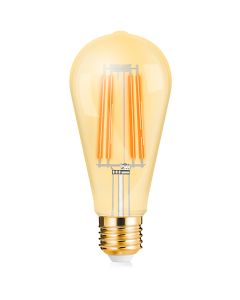 LED Lamp E27 Edison Filament - Brinton - Amber 6W 540lm - 822 Zeer Warm Wit 2200K - ST64 - Dimbaar | Vervangt 45W