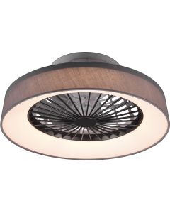 LED Plafondlamp met Ventilator - Plafondventilator - Trion Haron - 40W - Rond - Mat Chroom - Kunststof 