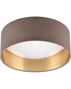 LED Plafondlamp - Trion Lukaku - Warm Wit - 3000K - 12W - Rond - Taupe - Textiel 1