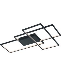 LED Plafondlamp WiZ - Plafondverlichting - Trion Tiagi - 40W - Aanpasbare Kleur - RGBW - Rechthoek - Mat Zwart - Aluminium