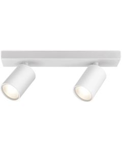 LED Plafondspot - Brinton Betin - GU10 Fitting - 2-lichts - Rond - Mat Wit - Kantelbaar - Aluminium