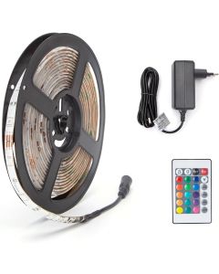 LED Strip Set - Aigi Stippi - 5 Meter - 5050-30 - RGB - Waterdicht IP65 - Afstandsbediening - 12V