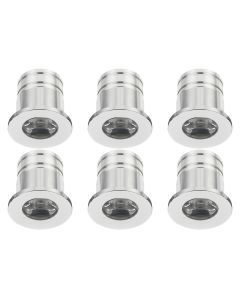 LED Veranda Spot Verlichting 6 Pack - 1W - Warm Wit 3000K - Inbouw - Rond - Mat Wit - Aluminium - Ø31mm