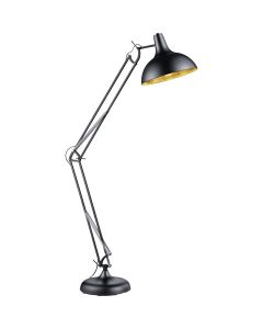 LED Vloerlamp - Trion - E27 Fitting - 1-lichts - Verstelbaar - Rond - Mat Zwart - Aluminium