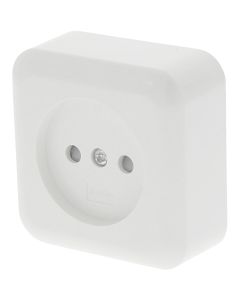 Q-LINK - Wandcontactdoos - Opbouw - 1-voudig Stopcontact - Kinderbeveiliging - Polarwit