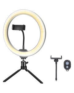 Ringlamp - Aigi Rongy - Bluetooth - Microfoon - Afstandsbediening - Dimbaar - CCT Aanpasbare Kleur - Zwart