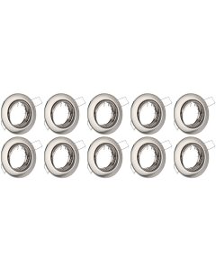 Spot Armatuur 10 Pack - GU10 Fitting - Inbouw Rond - Mat Chroom Aluminium - Kantelbaar Ø90mm