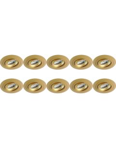 Spot Armatuur 10 Pack - Pragmi Alpin Pro - GU10 Fitting - Inbouw Rond - Mat Goud - Aluminium - Kantelbaar - Ø92mm