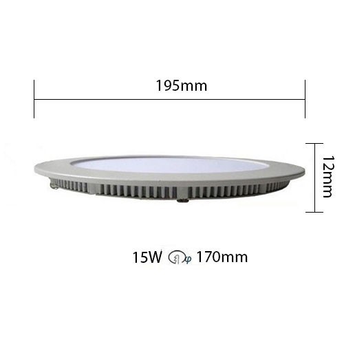 LED Downlight Slim - Einbau Rund 15W - Warmweiß 2700K - Mattweiß Aluminium - Ø195mm