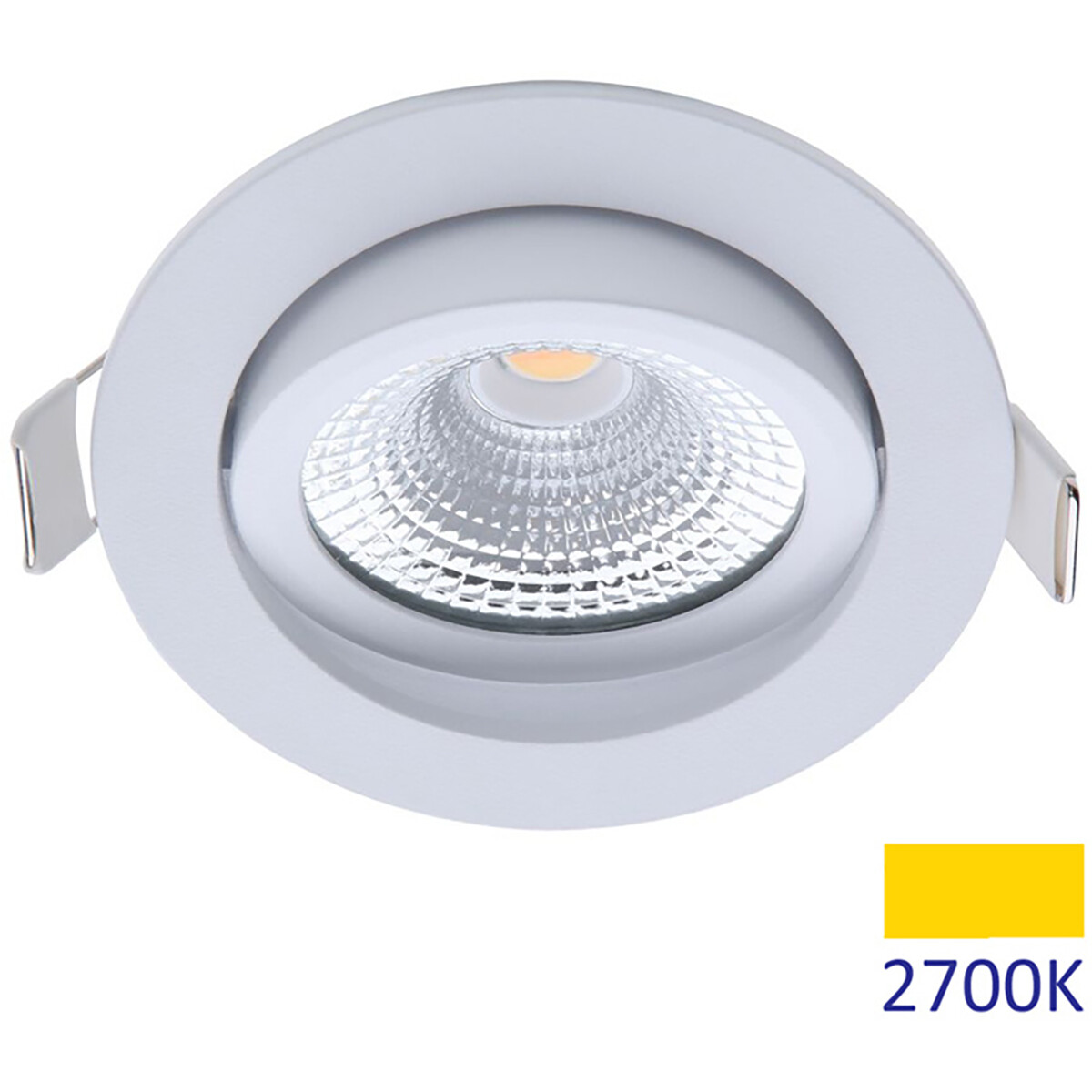 EcoDim - LED Spot - Einbauspot - ED-10028 - 5W - Wasserdicht IP54 - Dimmbar - Warmweiß 2700K - Mattweiß - Aluminium - Rund - Schwenkbar