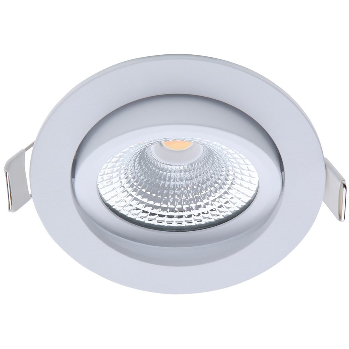 EcoDim - LED Spot - Einbauspot - ED-10028 - 5W - Wasserdicht IP54 - Dimmbar - Warmweiß 2700K - Mattweiß - Aluminium - Rund - Schwenkbar