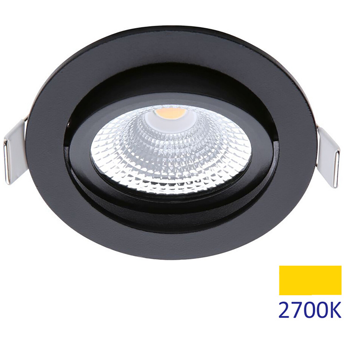 EcoDim - LED Spot - Einbauspot - ED-10029 - 5W - Wasserdicht IP54 - Dimmbar - Warmweiß 2700K - Mattschwarz - Aluminium - Rund - Schwenkbar