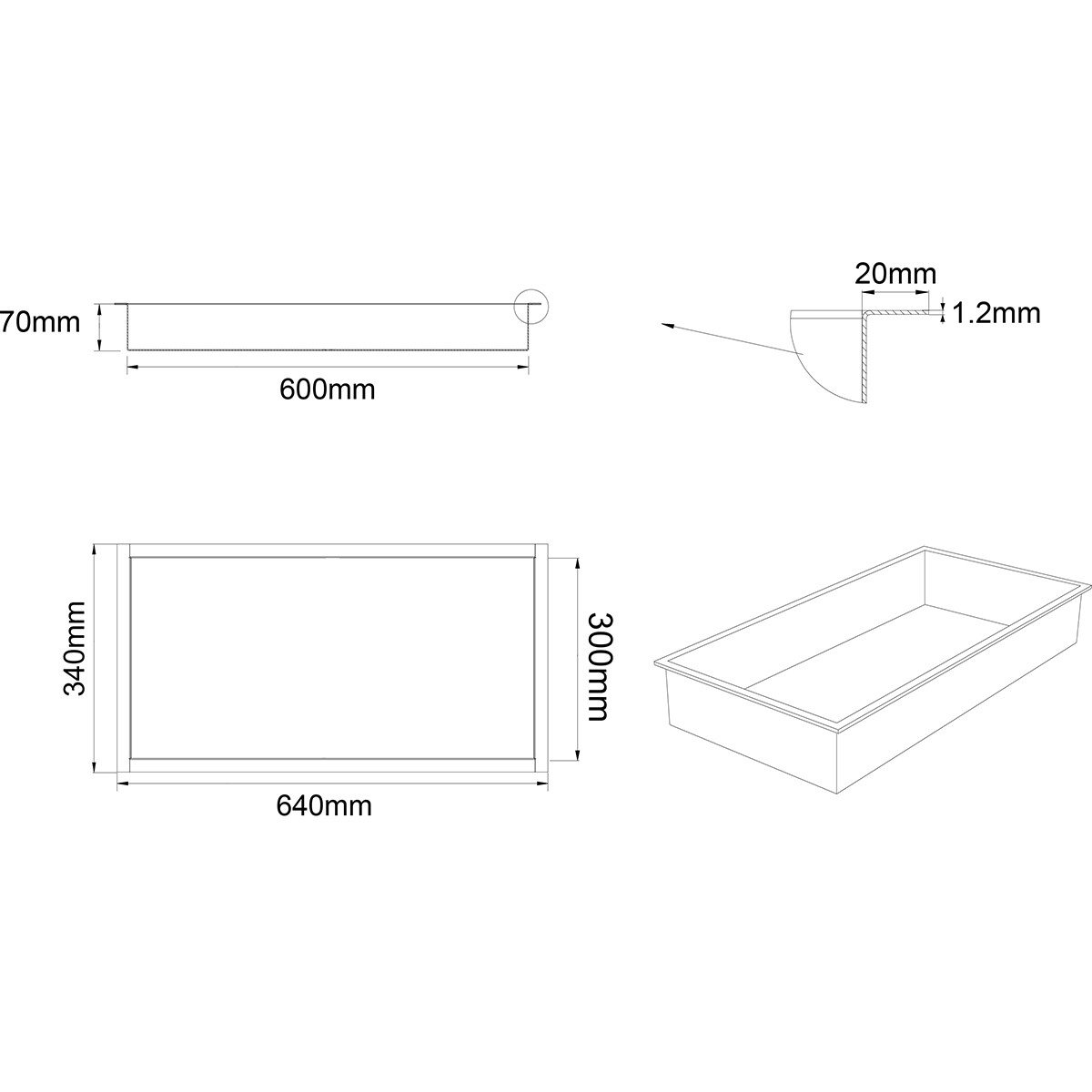 Einbaunische - Leoni Prim - 30x60x7cm - Matt Schwarz