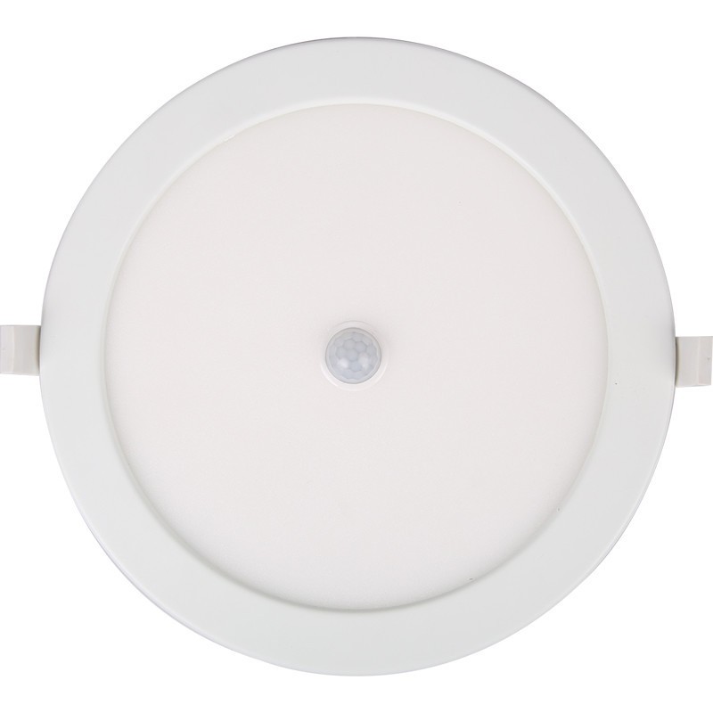 LED Downlight Slim 6er Pack - Aigi - PIR Bewegungsmelder 360° - Einbau Rund 12W - Tageslicht 6000K - Mattweiß - Ø170mm