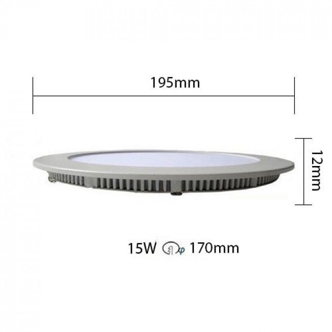 LED Downlight Slim 6er Pack - Einbau Rund 15W - Warmweiß 2700K - Mattweiß Aluminium - Ø195mm