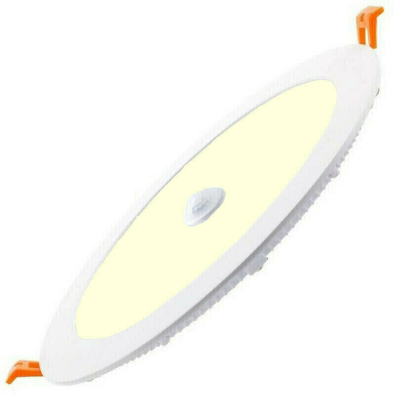 LED Downlight Slim - Facto Dury - PIR Bewegungssensor 360° + Tag und Nacht Sensor - 24W - Warmweiß 2700K - Einbau - Rund - Matt Weiß - OSRAM LEDs