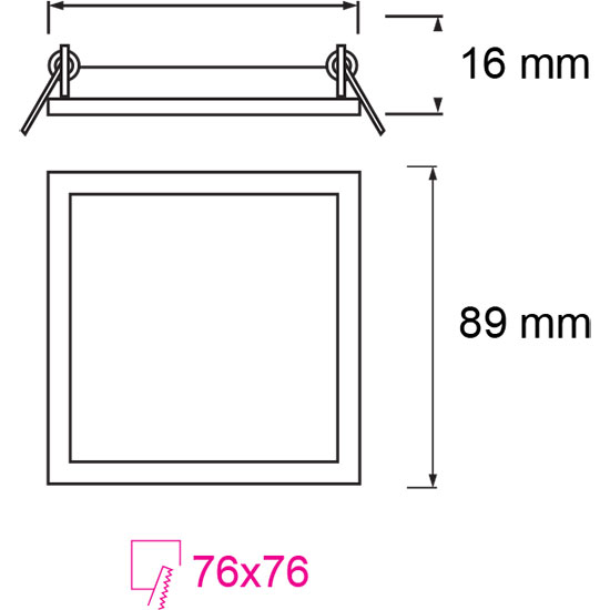 LED Downlight Slim - Einbau Quadratisch 3W - Universalweiß 4200K - Mattweiß Aluminium - 89mm