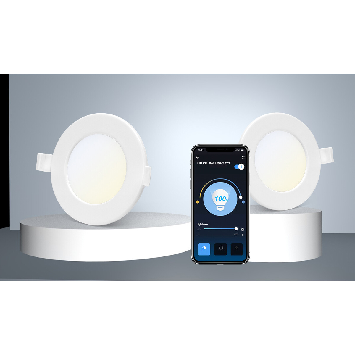 LED Downlight - Smart LED - Wifi LED - Aigi Zumba - 6W - Anpassbare Lichtfarbe - Einbau Rund - Mattweiß - Aluminium - Ø115mm