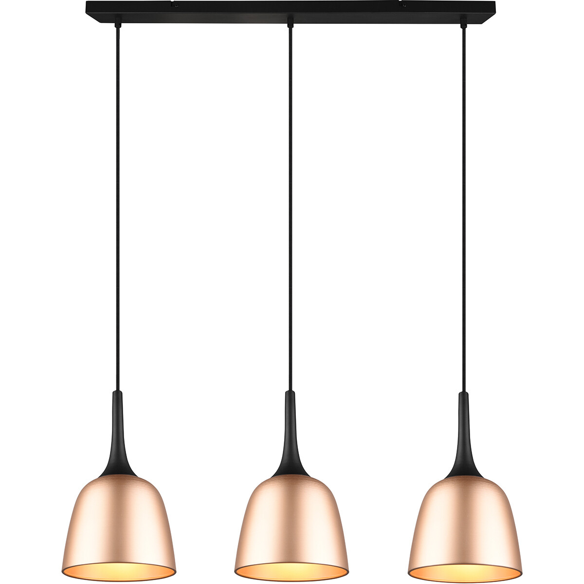 LED Hängelampe - Hängeleuchte - Trion Christa - 3-flammig - E27 Fassung - Rund - Matt Gold - Aluminium